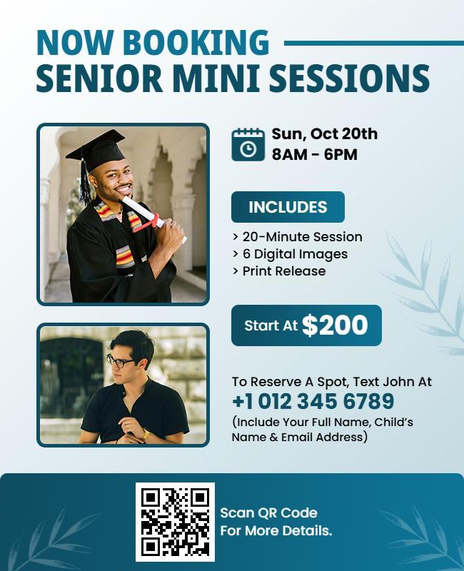 Graduation Senior Photography Mini Sessions Flyer Template