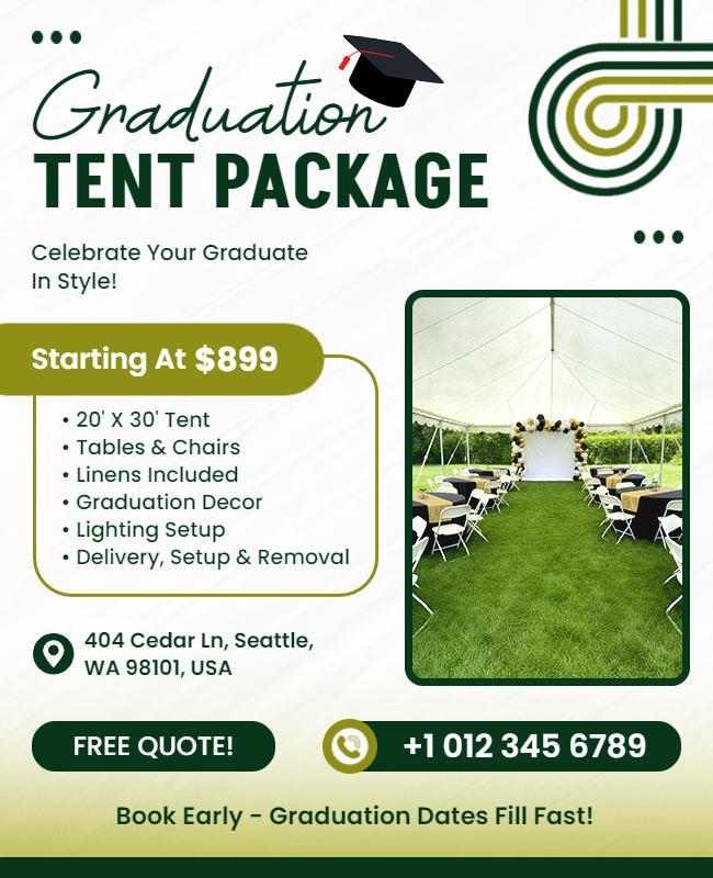 Graduation Tent Rental Package Flyer Template