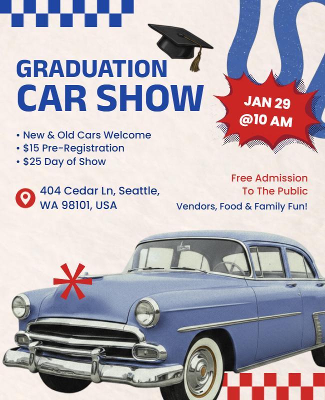 Graduation Themed Car Show Event Poster Template