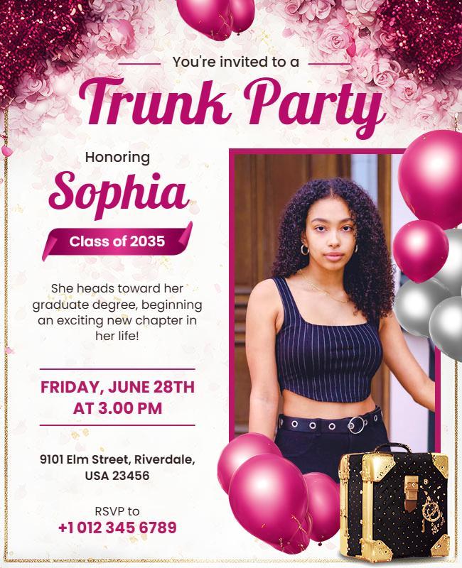 Chic Pink Trunk Party Invitation Flyer Template