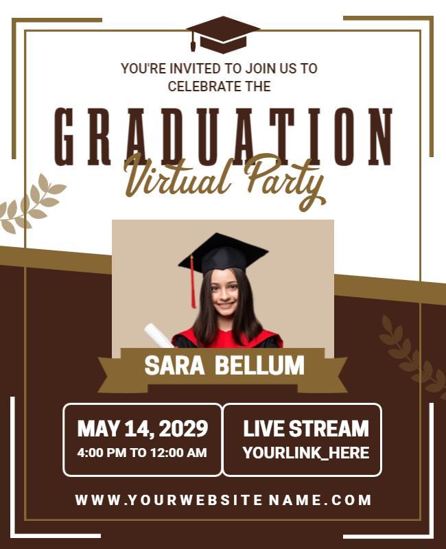 Graduation Virtual Party Celebration Flyer Template