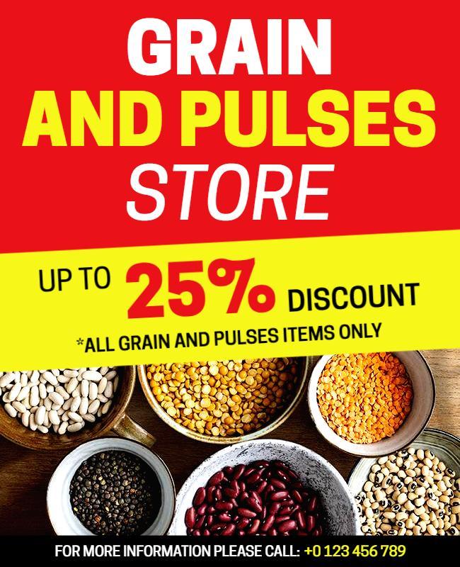 Grain and Pules Grocery Store Offer Flyer Template