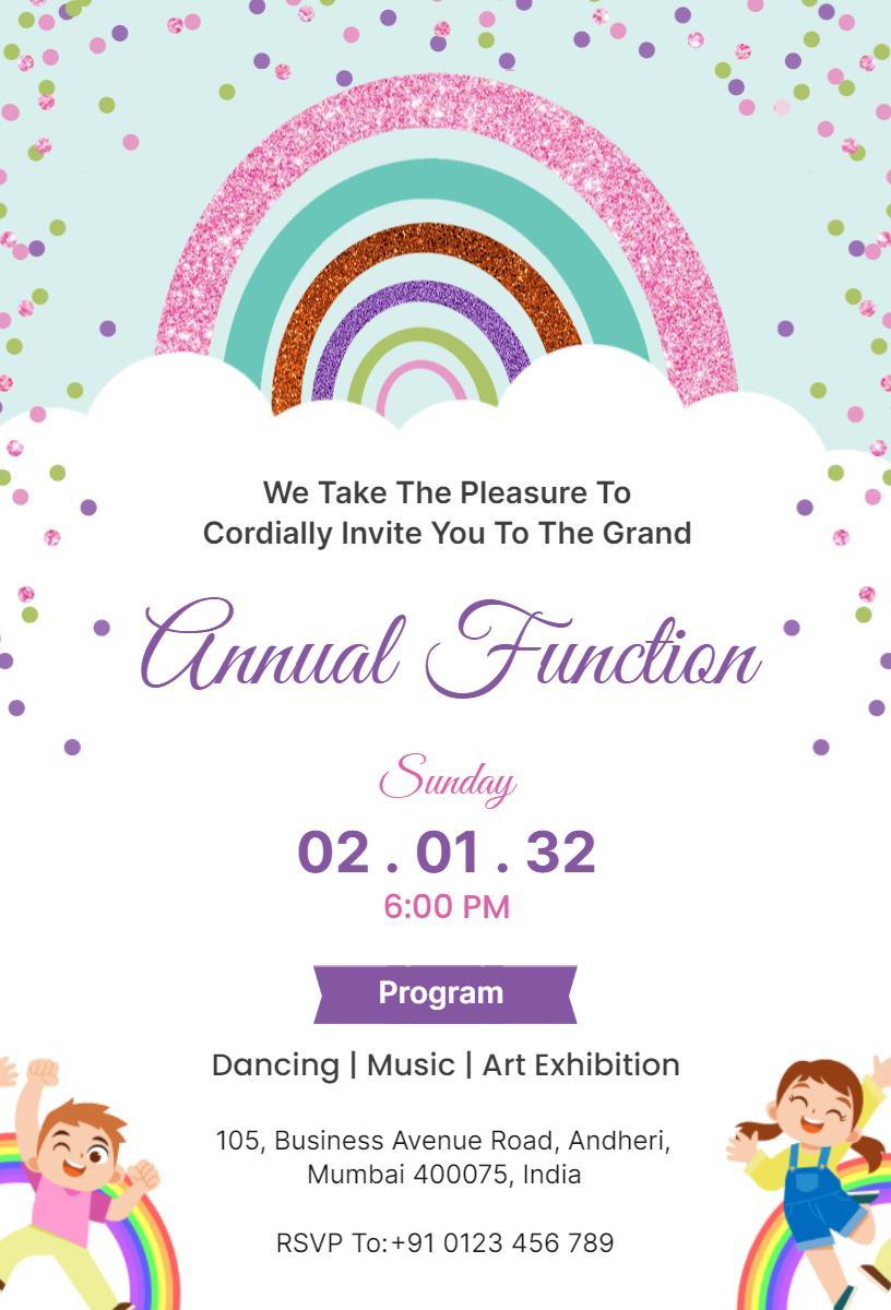 Grand Colorful Annual Function Celebration Invitation Template