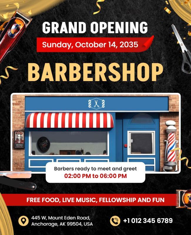 Grand Opening Barbershop Event Flyer Template