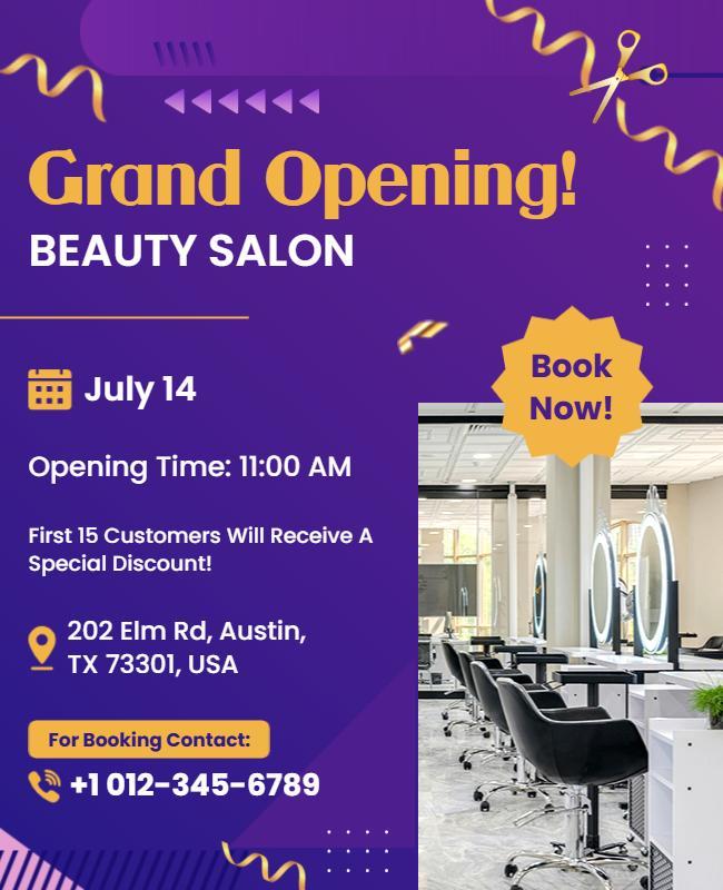 Grand Opening Beauty Salon Event Flyer Template