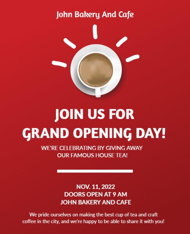 Grand Opening Day Cafe Celebration Flyer Template