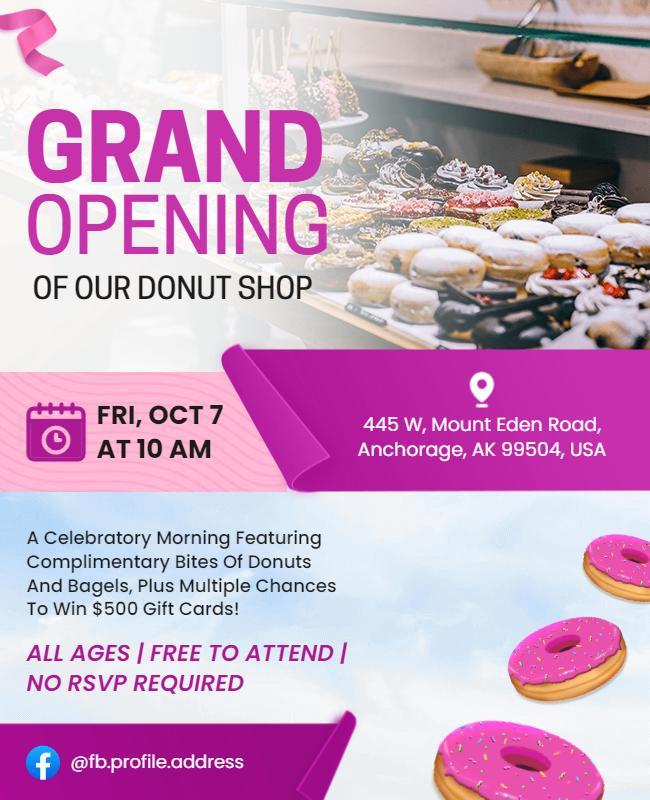 Grand Opening Donut Shop Celebration Flyer Template