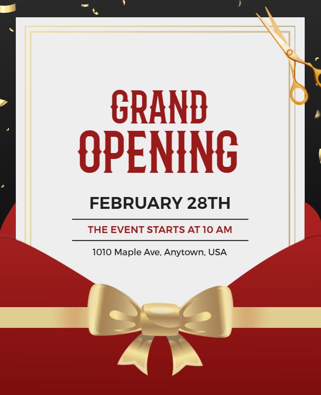 Festive Red Grand Opening Celebration Flyer Template