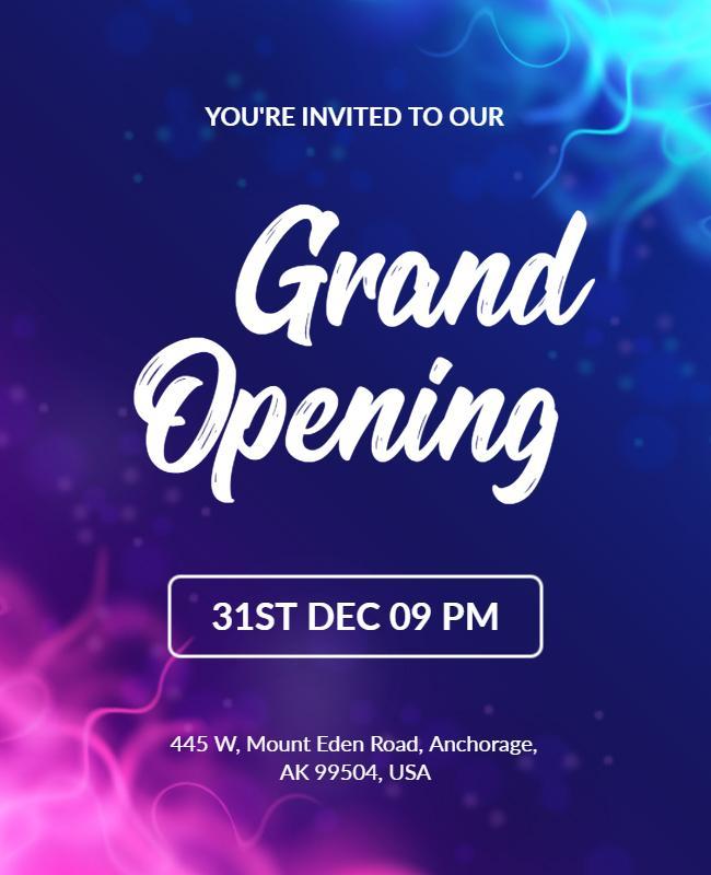 Vibrant Blue and Pink Gradient Grand Opening Flyer Template