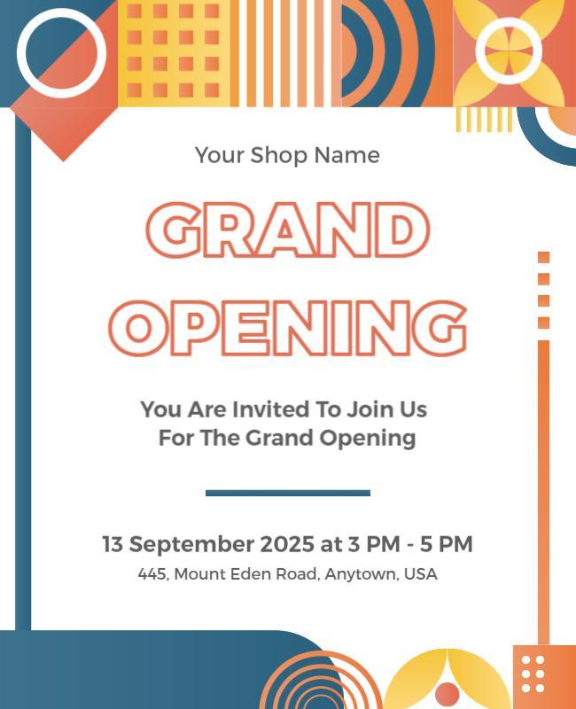 Vibrant Geometric Grand Opening Invitation Flyer Template