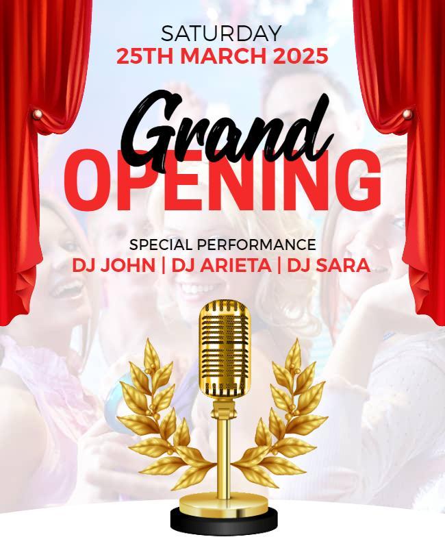 Grand Opening Event with Live Dj Performance Flyer Template