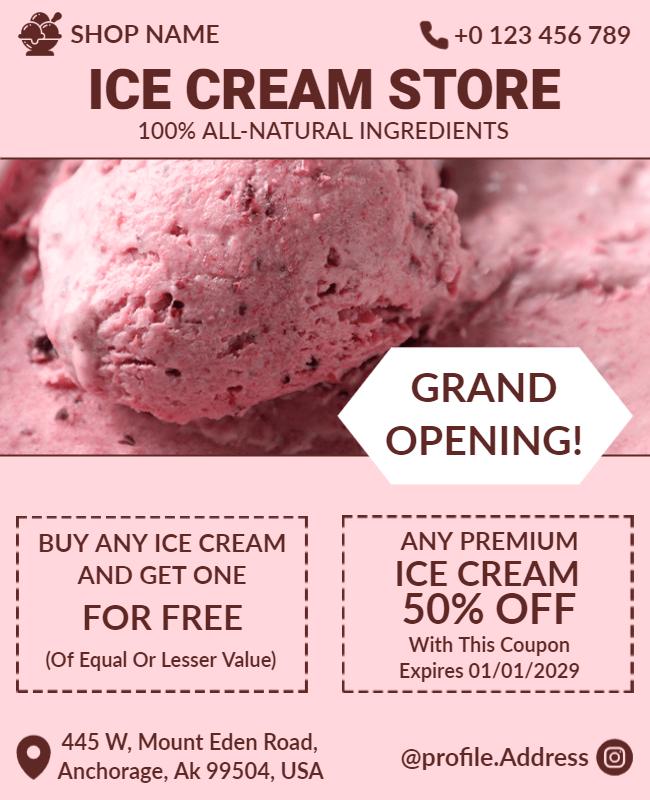 Grand Opening Ice Cream Store Flyer Template