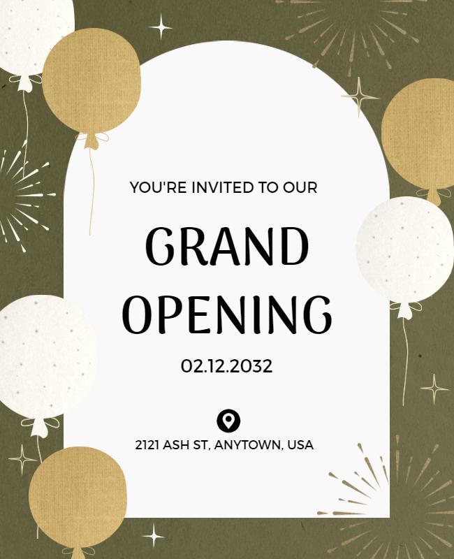 Grand Opening Invitation with Balloons Flyer Template