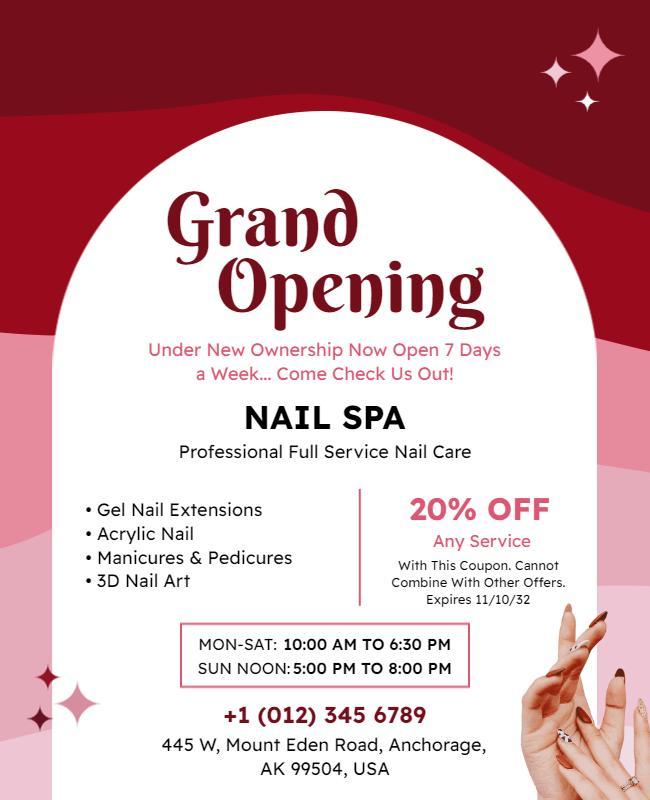 Grand Opening Nail Spa Services Flyer Template