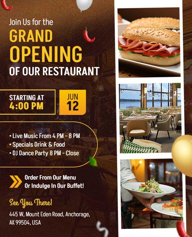 Grand Opening Restaurant Event Flyer Template