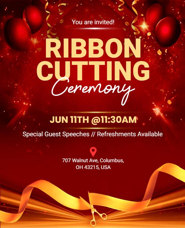 Grand Opening Ribbon Cutting Ceremony Flyer Template