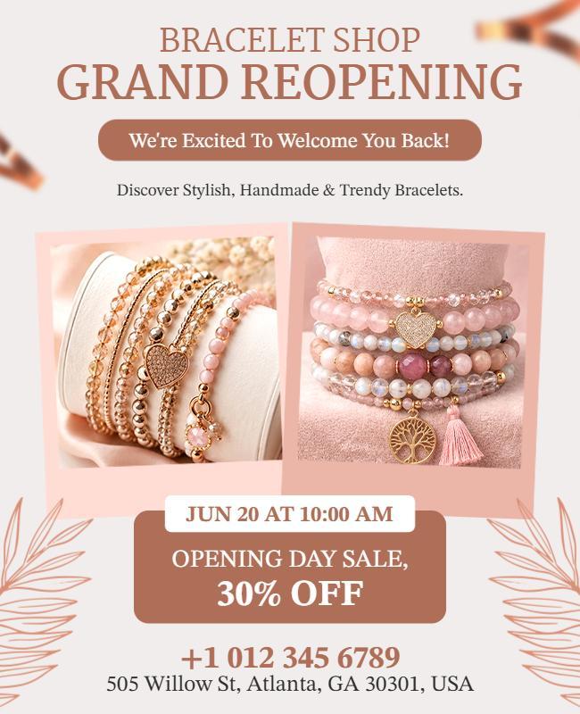 Grand Reopening Bracelets Sale Announcement Poster Template