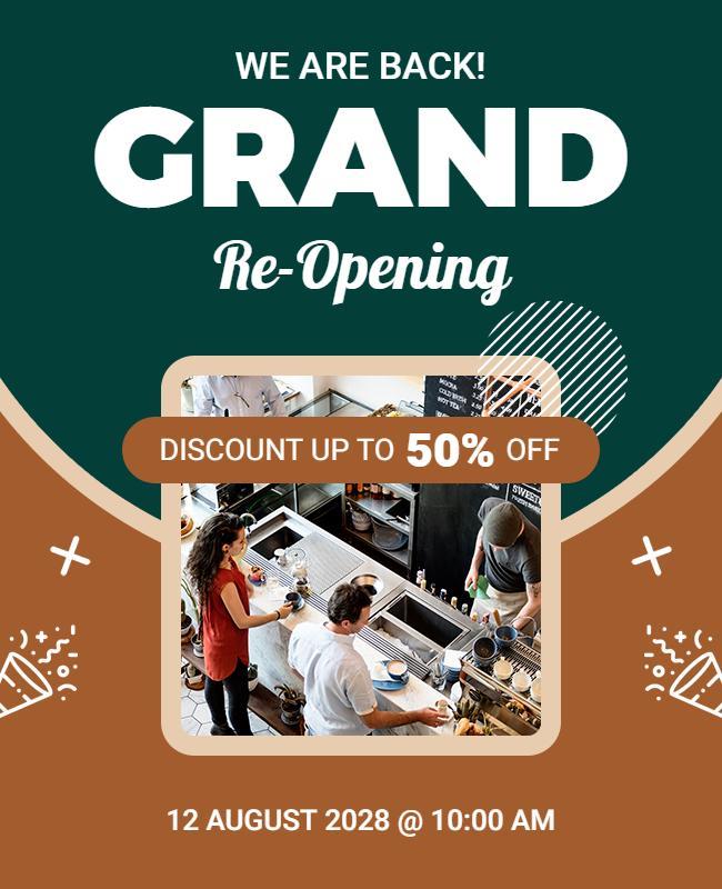 Grand Reopening Event Discount Flyer Template