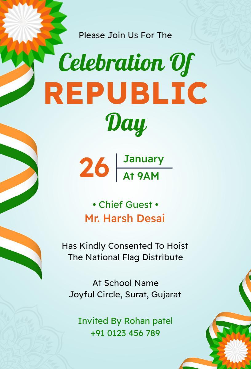 Grand Republic Day Celebration Indian Ceremony Invitation Template