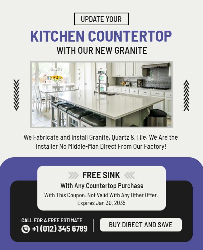 Granite Kitchen Countertop Installation Flyer Template