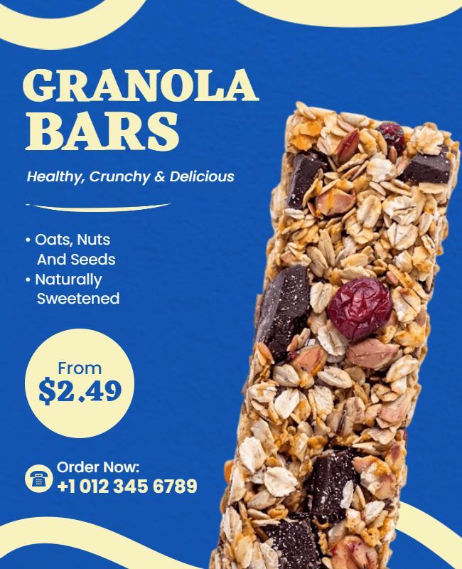Granola Bars Healthy Snack Advertisement Poster Template