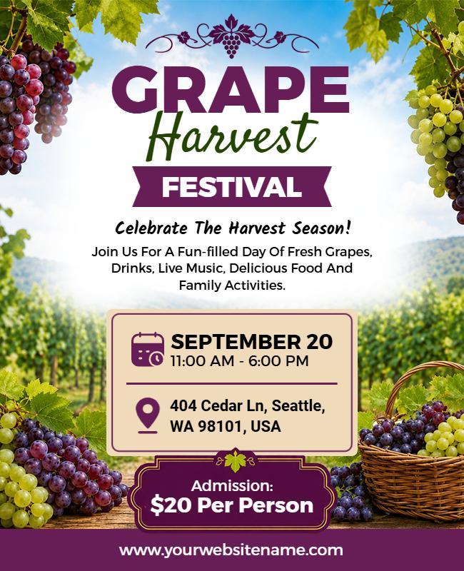 Grape Harvest Festival Celebration Flyer Template