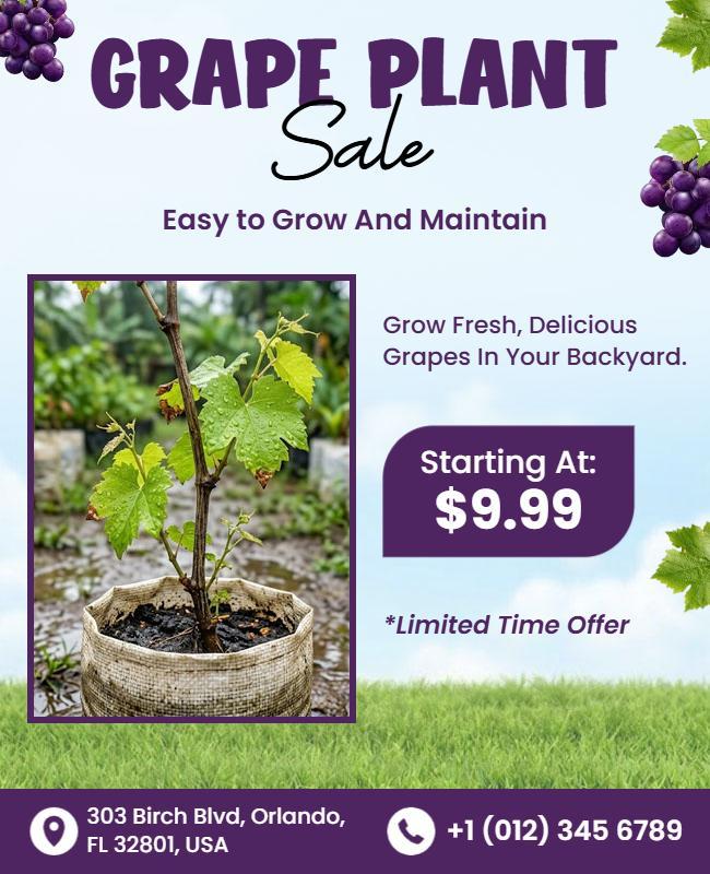 Grape Plant Sale Promotional Flyer Template