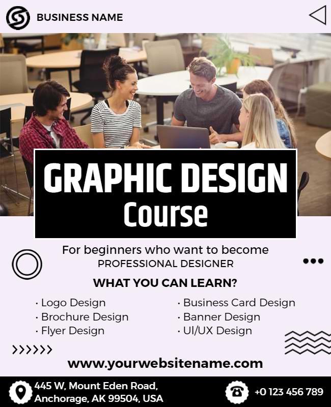 Graphic Design Course Information Flyer Template