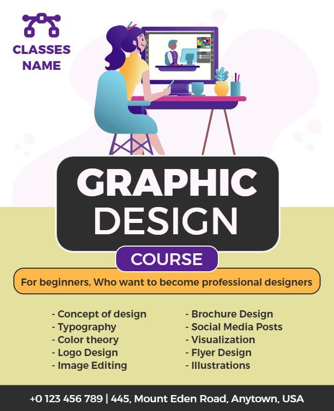 Graphic Design Course Promotional Flyer Template