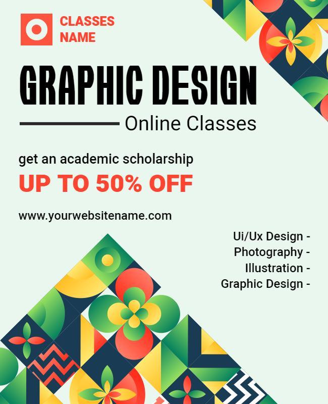 Graphic Design Online Classes Promotional Flyer Template