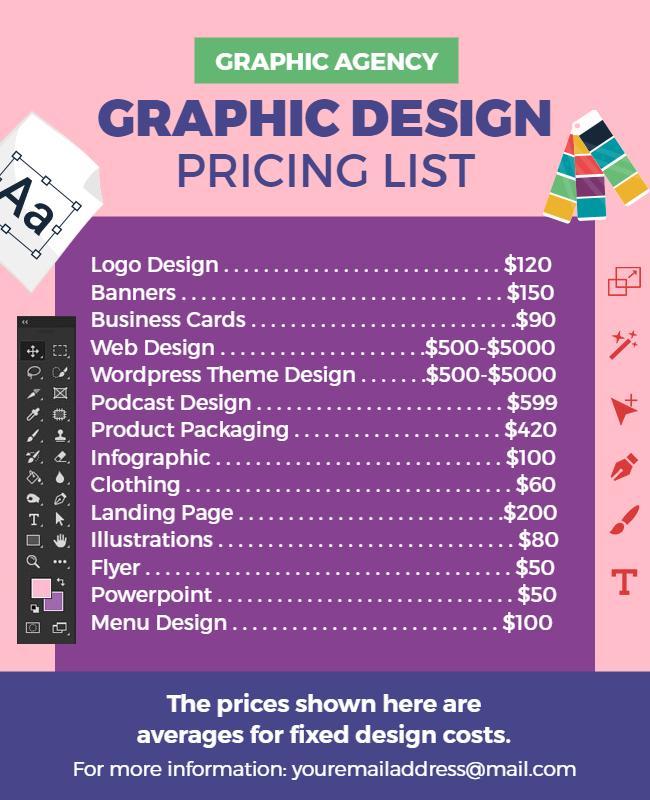 Graphic Design Services Pricing Flyer Template