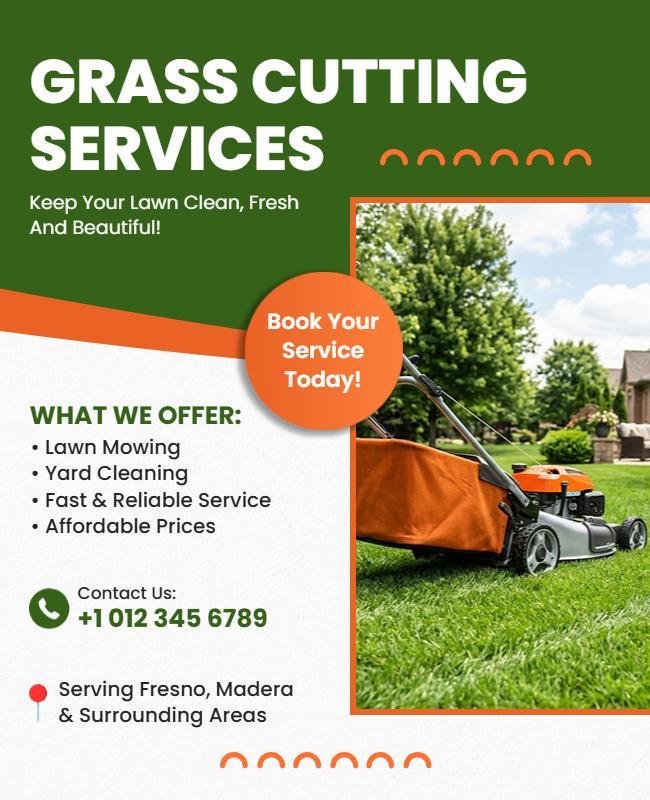 Grass Cutting Service Promotion Poster Template