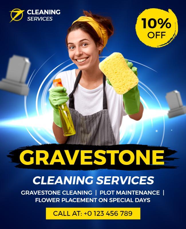 Gravestone Cleaning and Maintenance Services Flyer Template