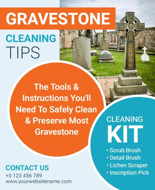 Gravestone Cleaning Tips and Tools Flyer Template