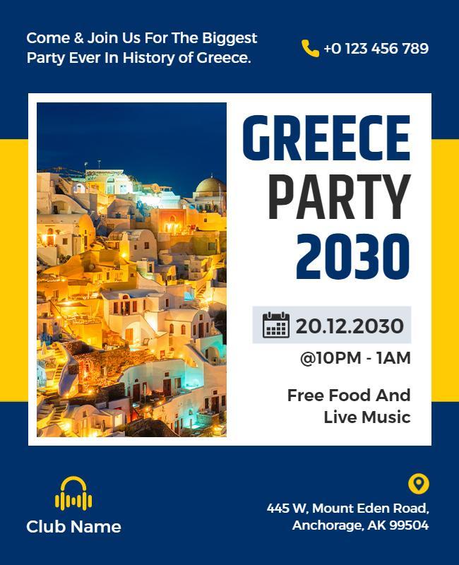 Greece Cultural Celebration Party Flyer Template