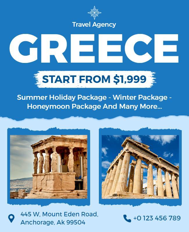 Greece Travel Package Promotion Flyer Template