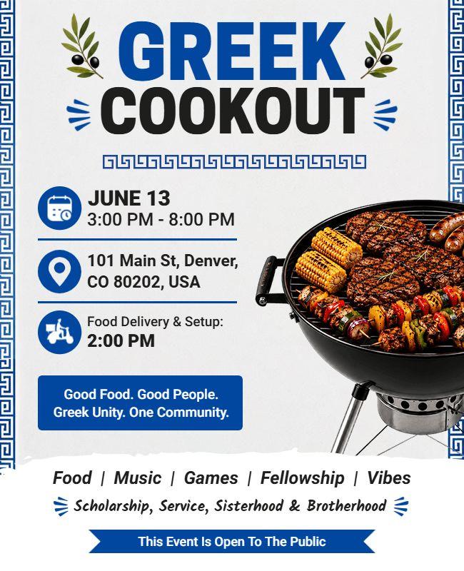 Greek Cookout Event Flyer Template
