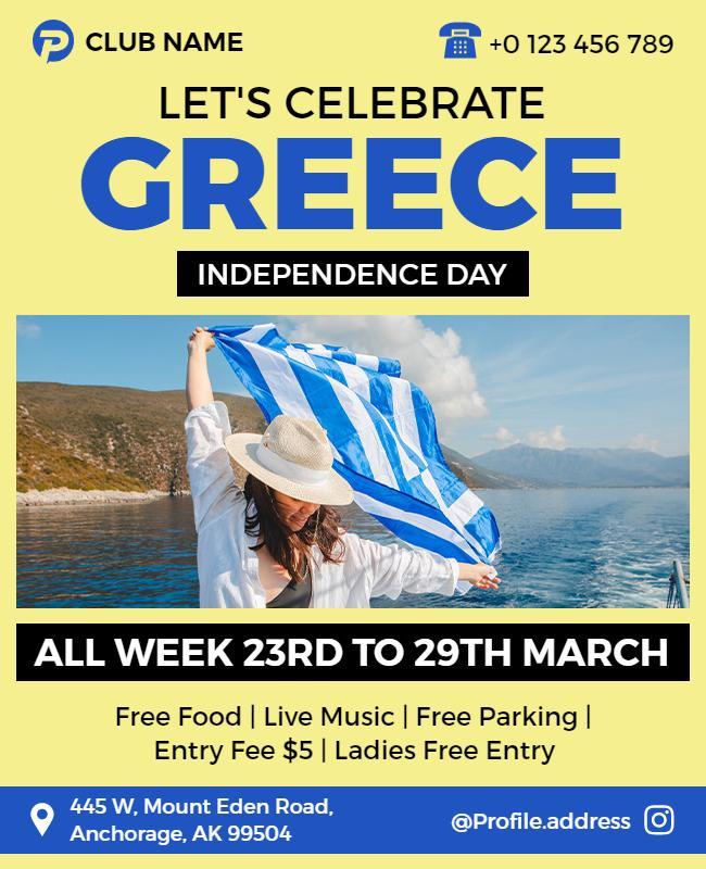 Greek Independence Day Celebration Flyer Template