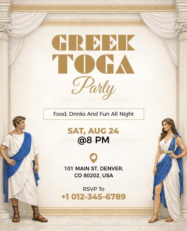 Greek Toga Party Flyer Template