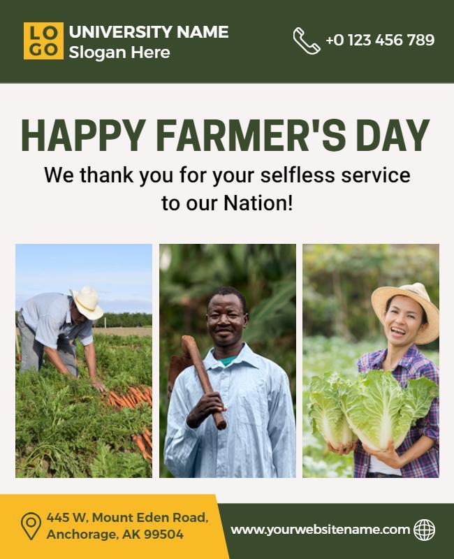 Green Agricultural Appreciation for Farmers Day Poster Template