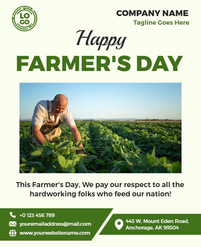 Green Agricultural Celebration for Farmer's Day Poster Template