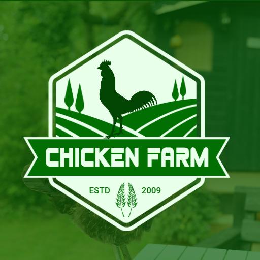 Green Agricultural Emblem Showcasing Chicken Farm Logo Template