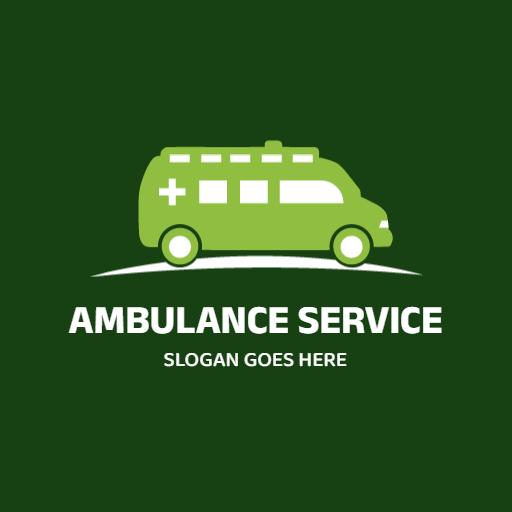 Green Ambulance Vehicle Design for Emergency Services Logo Template