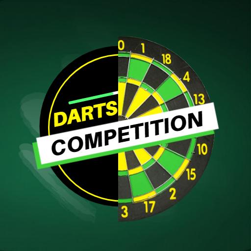 Green and Black Darts Competition Logo Featuring Scoring Board Logo Template