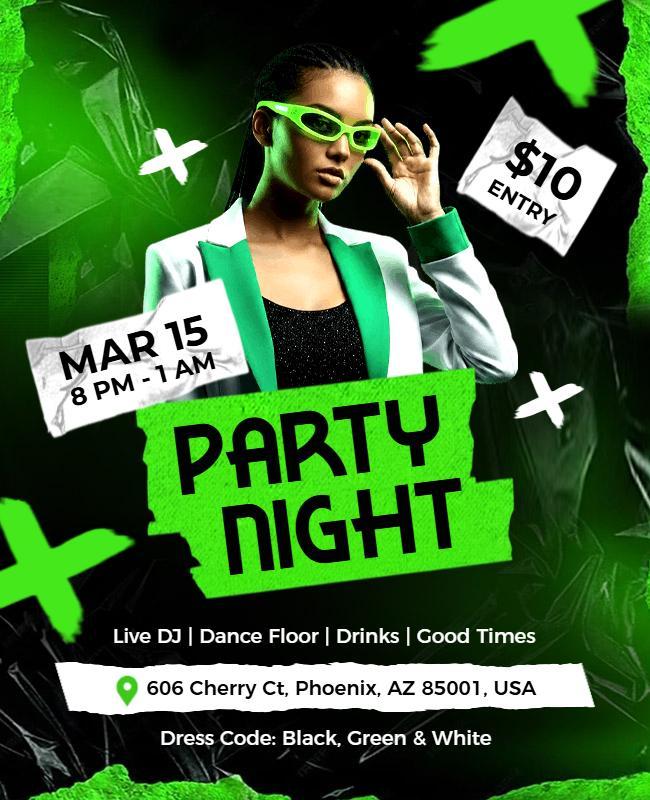 Green and Black Nightclub Party Flyer Template