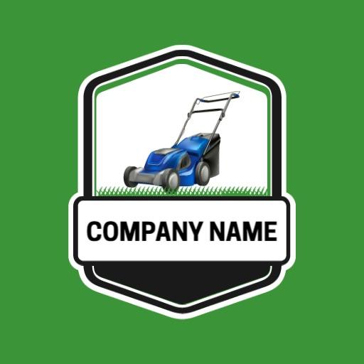 Green and Black Shield Design for Lawn Care Service Logo Template