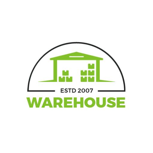 Green and Black Warehouse Design Featuring Safe Storage Logo Template