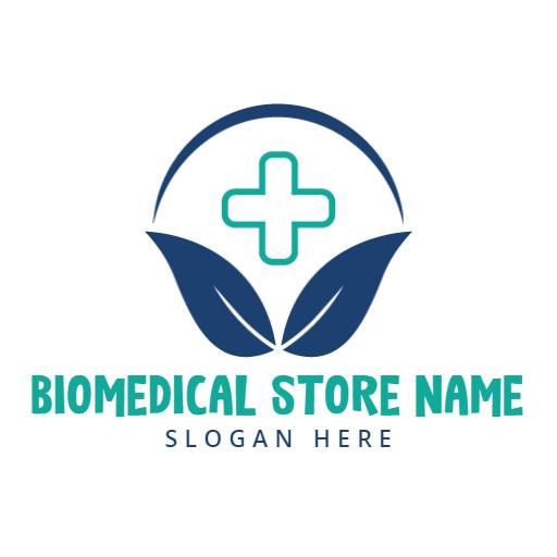 Green and Blue Leaf Design for Biomedical Store Logo Template