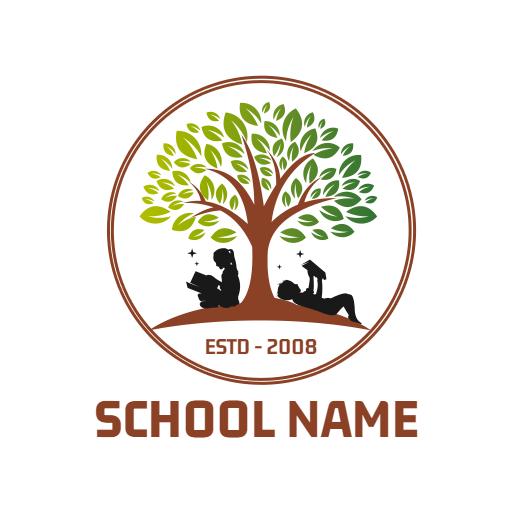 Green and Brown Tree Design for Education Institution Logo Template