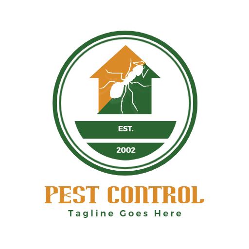 Green and Orange Emblematic Design for Pest Control Logo Template